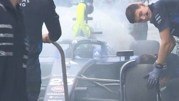 Alex Albon suffers early Singapore setback after dramatic pit lane fire